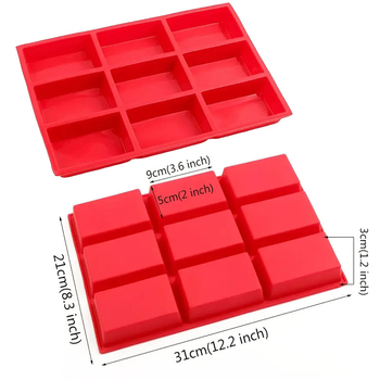 Koogivorm 9-ruudukujulised restid, ruudukujulised silikoonist küpsetusvormid, toidu silikoonist ahjuvorm, omatehtud leib, kook