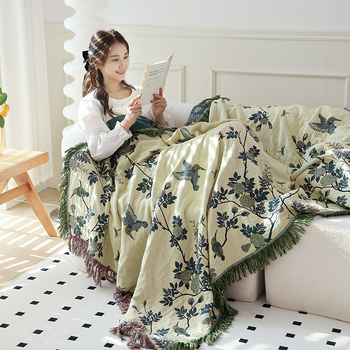 Naujas grynos medvilnės marlės lovos užtiesalas, sofos antklodė, rankšluosčių antklodė, oro kondicionieriaus antklodė, vasarinė vėsi antklodė su kutais, sofos rankšluosčių užvalkalas