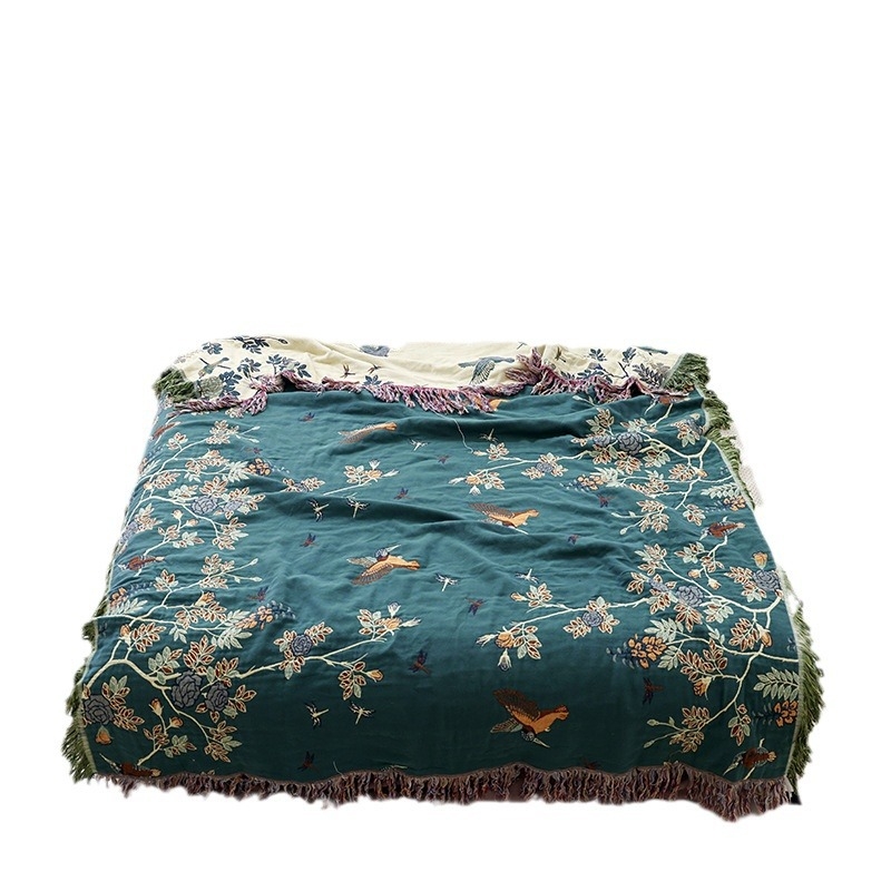 Naujas grynos medvilnės marlės lovos užtiesalas, sofos antklodė, rankšluosčių antklodė, oro kondicionieriaus antklodė, vasarinė vėsi antklodė su kutais, sofos rankšluosčių užvalkalas