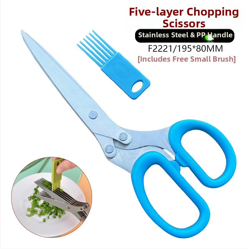 Feibao nerūdijančio plieno penkių sluoksnių laiškinių česnakų žirklės, artefaktinės daugiafunkcinės virtuvės žirklės, čili žiedų biuro daugiasluoksnės smulkinto popieriaus žirklės
