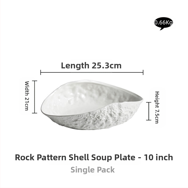 „Rock Pattern Shell“ aukštos klasės lėkštė, buitinė keramika, 2024 m. Nauja, prieinama prabangi didelė garuose virtos žuvies sriubos lėkštė, viešbučio stalo reikmenys