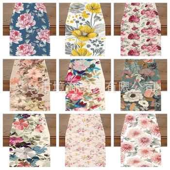 2024. aasta piiriülene uus linane lauajooksja kevad- ja suvelilledega kodurestorani elutoa söögilaua sise- ja välistingimustes dekoratiivne lauajooksja