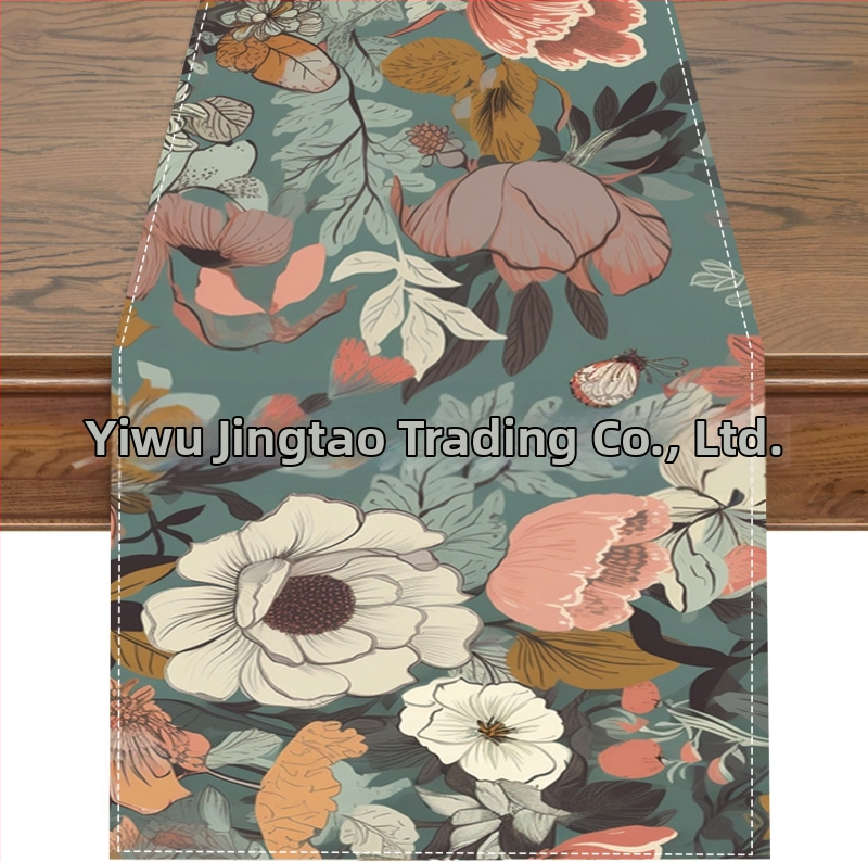 2024. aasta piiriülene uus linane lauajooksja kevad- ja suvelilledega kodurestorani elutoa söögilaua sise- ja välistingimustes dekoratiivne lauajooksja