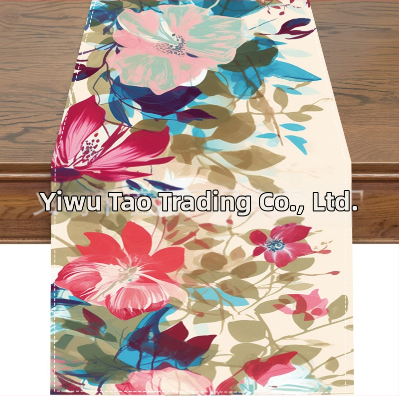 2024. aasta piiriülene uus linane lauajooksja kevad- ja suvelilledega kodurestorani elutoa söögilaua sise- ja välistingimustes dekoratiivne lauajooksja