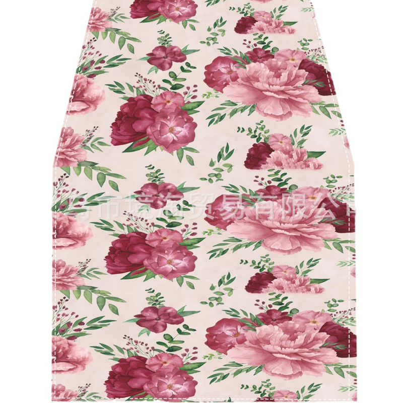 2024. aasta piiriülene uus linane lauajooksja kevad- ja suvelilledega kodurestorani elutoa söögilaua sise- ja välistingimustes dekoratiivne lauajooksja