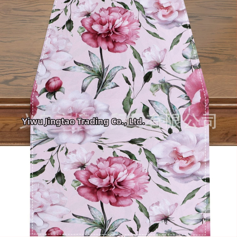 2024. aasta piiriülene uus linane lauajooksja kevad- ja suvelilledega kodurestorani elutoa söögilaua sise- ja välistingimustes dekoratiivne lauajooksja