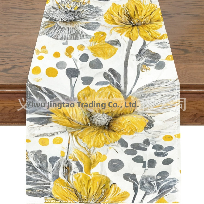 2024. aasta piiriülene uus linane lauajooksja kevad- ja suvelilledega kodurestorani elutoa söögilaua sise- ja välistingimustes dekoratiivne lauajooksja