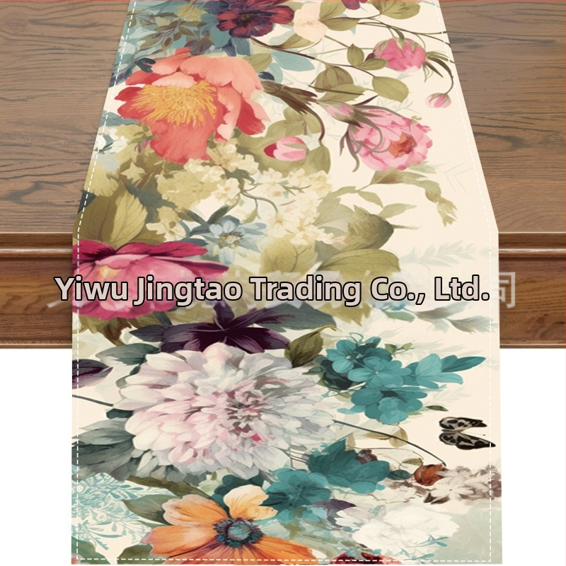 2024. aasta piiriülene uus linane lauajooksja kevad- ja suvelilledega kodurestorani elutoa söögilaua sise- ja välistingimustes dekoratiivne lauajooksja