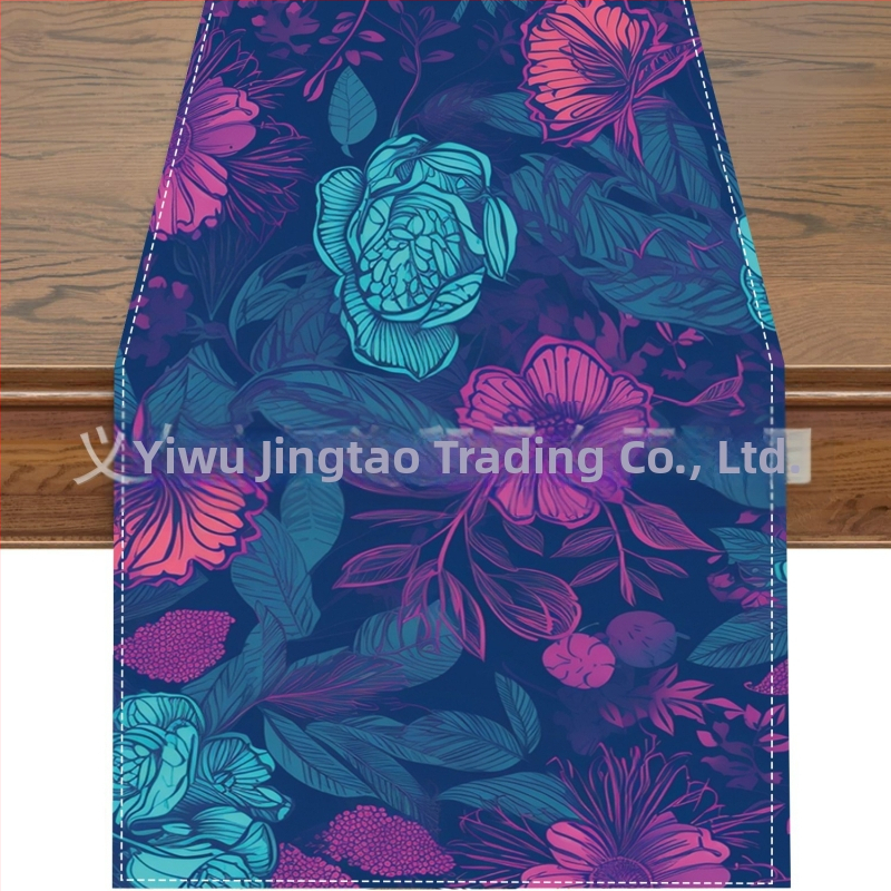 2024. aasta piiriülene uus linane lauajooksja kevad- ja suvelilledega kodurestorani elutoa söögilaua sise- ja välistingimustes dekoratiivne lauajooksja