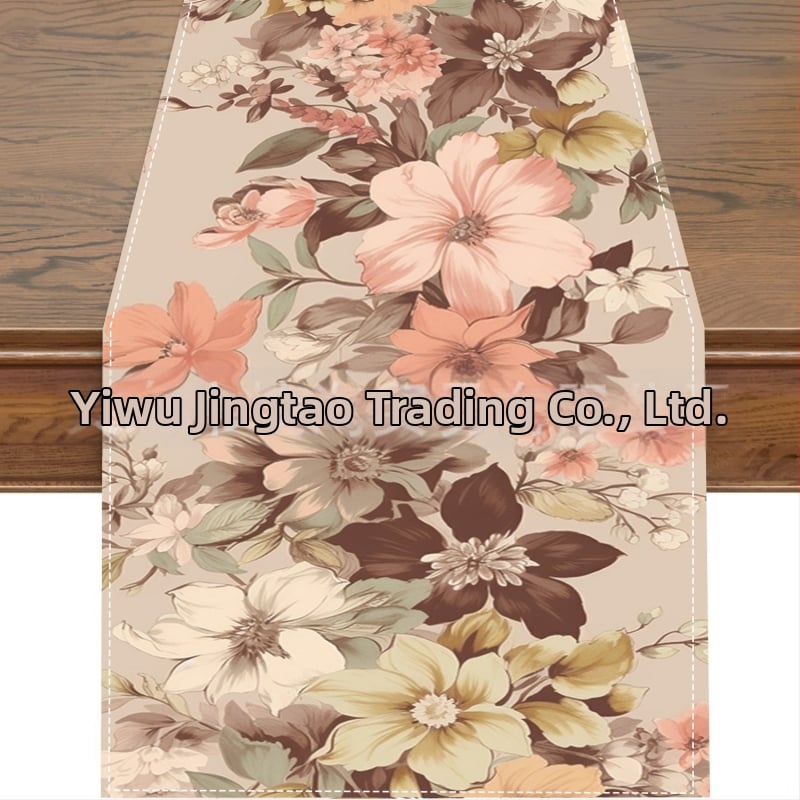 2024. aasta piiriülene uus linane lauajooksja kevad- ja suvelilledega kodurestorani elutoa söögilaua sise- ja välistingimustes dekoratiivne lauajooksja