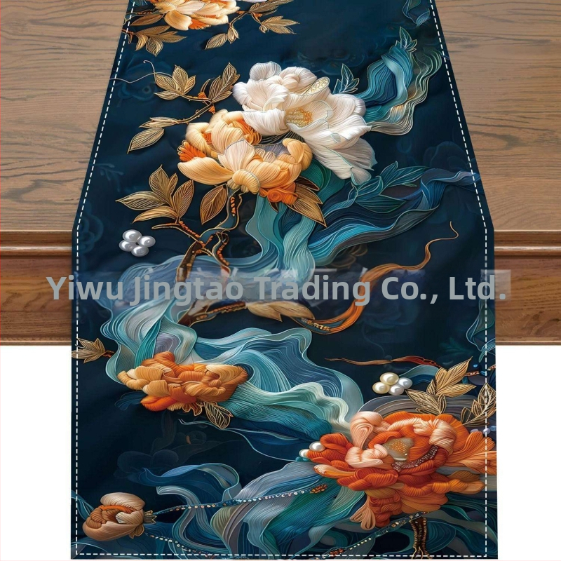 2024. aasta piiriülene uus linane lauajooksja kevad- ja suvelilledega kodurestorani elutoa söögilaua sise- ja välistingimustes dekoratiivne lauajooksja