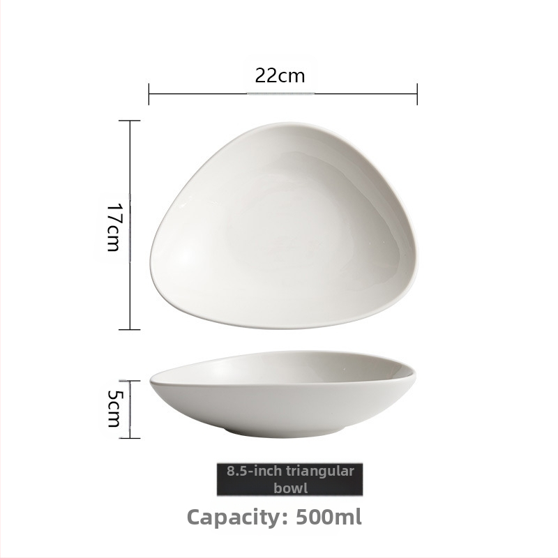 Kõrge väärtusega salatikauss Jaapani stiilis madal kauss majapidamise külmade roogade külm nuudlikauss loominguline keraamiline jäätunud kolmnurkne puuviljakauss