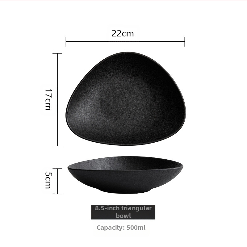 Kõrge väärtusega salatikauss Jaapani stiilis madal kauss majapidamise külmade roogade külm nuudlikauss loominguline keraamiline jäätunud kolmnurkne puuviljakauss