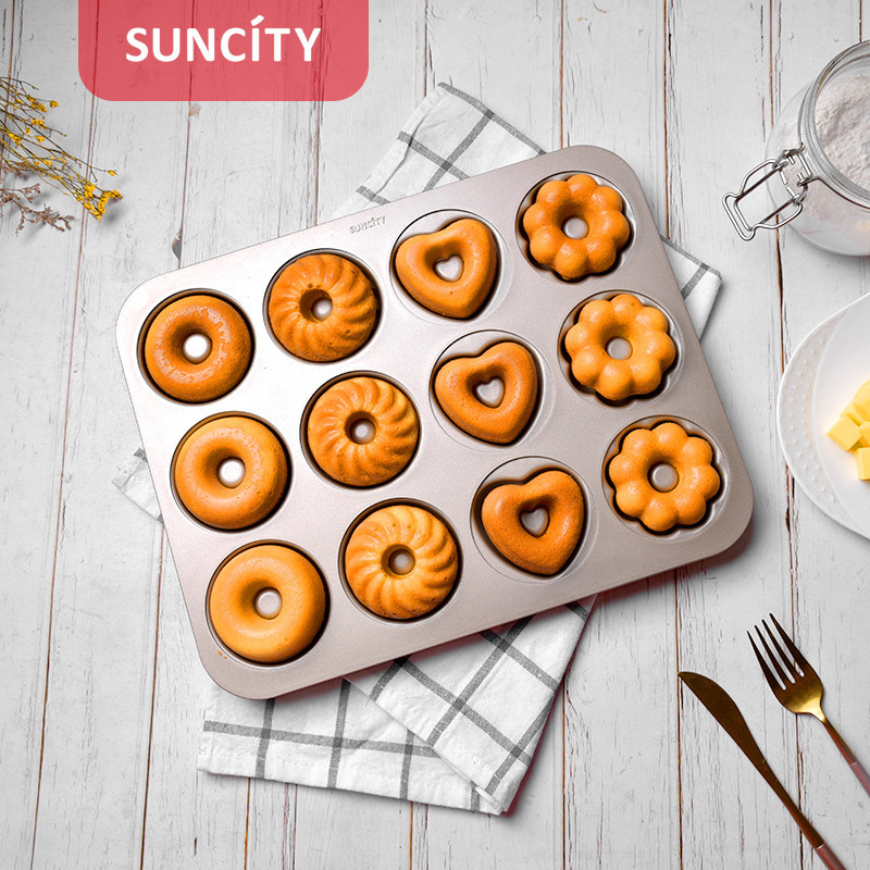 Yangcheni küpsetamine 12 sõõrikuvormi mittenakkuva süsinikterasest mitmekujuline ümmargune leivakoogivorm ahjuküpsetamiseks