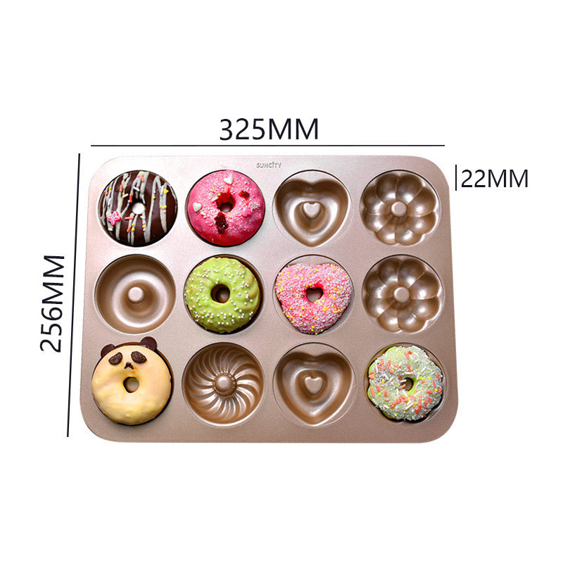 Yangcheni küpsetamine 12 sõõrikuvormi mittenakkuva süsinikterasest mitmekujuline ümmargune leivakoogivorm ahjuküpsetamiseks