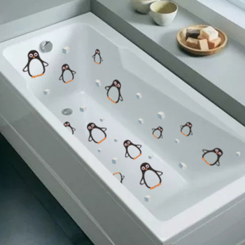 „Shangyi SPZ-B106 Penguin“ neslystantys vonios dekoratyviniai sienų lipdukai, lipnūs vandeniui atsparūs vonios kambario dekoratyviniai didmeniniai vonios lipdukai