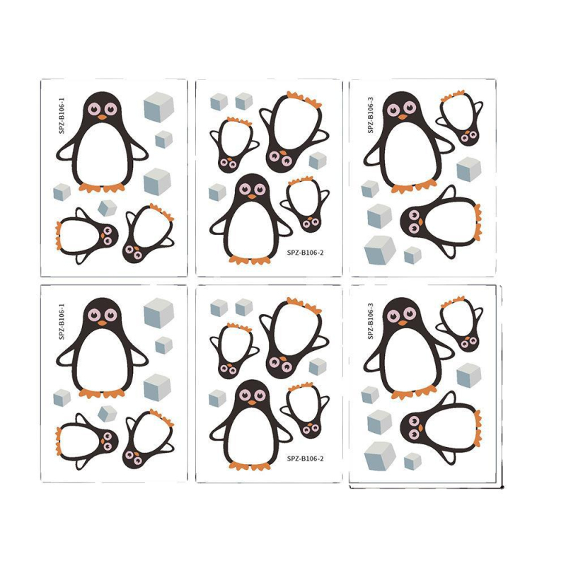 „Shangyi SPZ-B106 Penguin“ neslystantys vonios dekoratyviniai sienų lipdukai, lipnūs vandeniui atsparūs vonios kambario dekoratyviniai didmeniniai vonios lipdukai