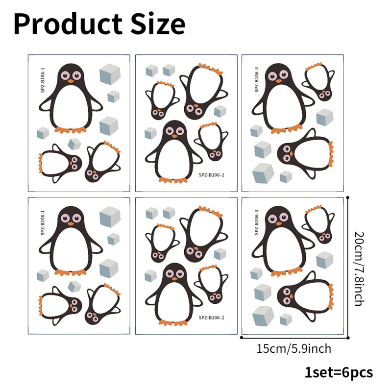 „Shangyi SPZ-B106 Penguin“ neslystantys vonios dekoratyviniai sienų lipdukai, lipnūs vandeniui atsparūs vonios kambario dekoratyviniai didmeniniai vonios lipdukai