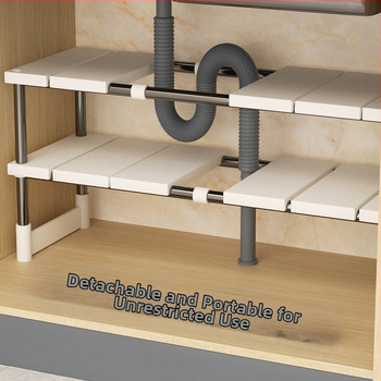 Laiendatav valamualune hoiuriiul köögikappide jaoks, kihiline riiul köögikappide hoiustamiseks, pottiriiul, hoiuriiul, roostevabast terasest