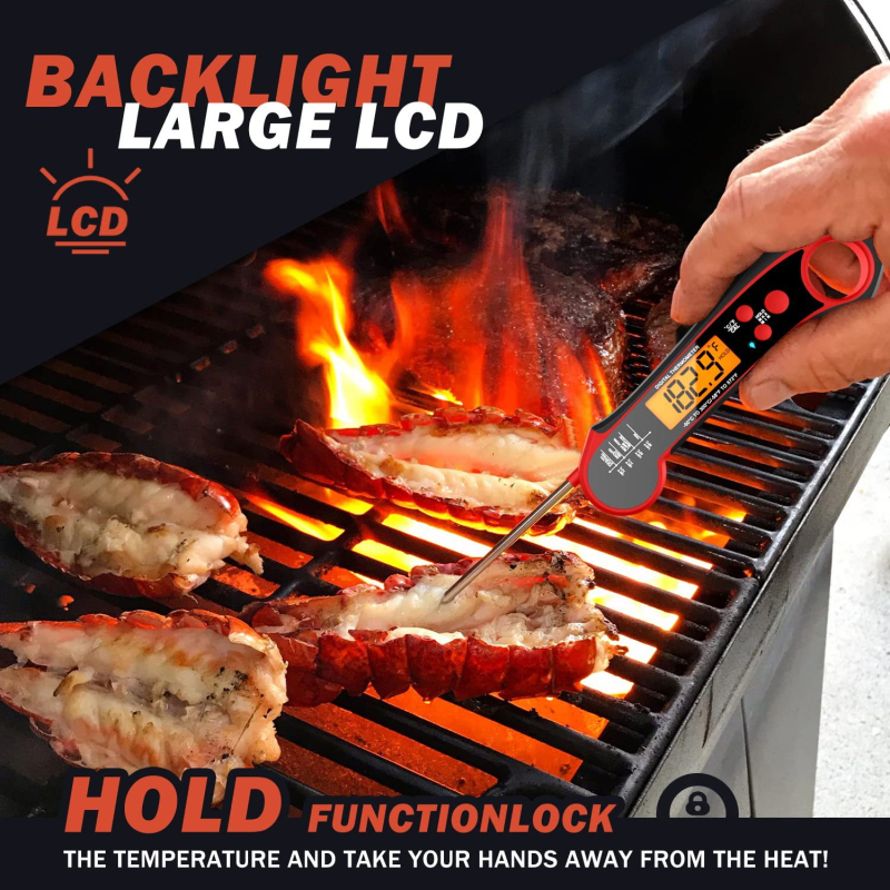 Gamyklinis virtuvės vandeniui atsparus maisto termometras, sulankstomas elektroninis aukštos temperatūros orkaitės termometras, elektroninis virtuvės termometras