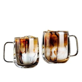 Διπλό στρώμα γυαλιού με λαβή φλιτζάνι καφέ latte οικιακό φλιτζάνι πρωινού ανθεκτικό σε υψηλές θερμοκρασίες αντι-εγκαύματα ζεστό ρόφημα τσάι φλιτζάνι καφέ