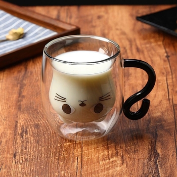 Loominguline koomiksikassi veekruus majapidamise hommikusöögi kohvikruus kõrge temperatuuriga isolatsiooniga piimakruus topeltklaasist