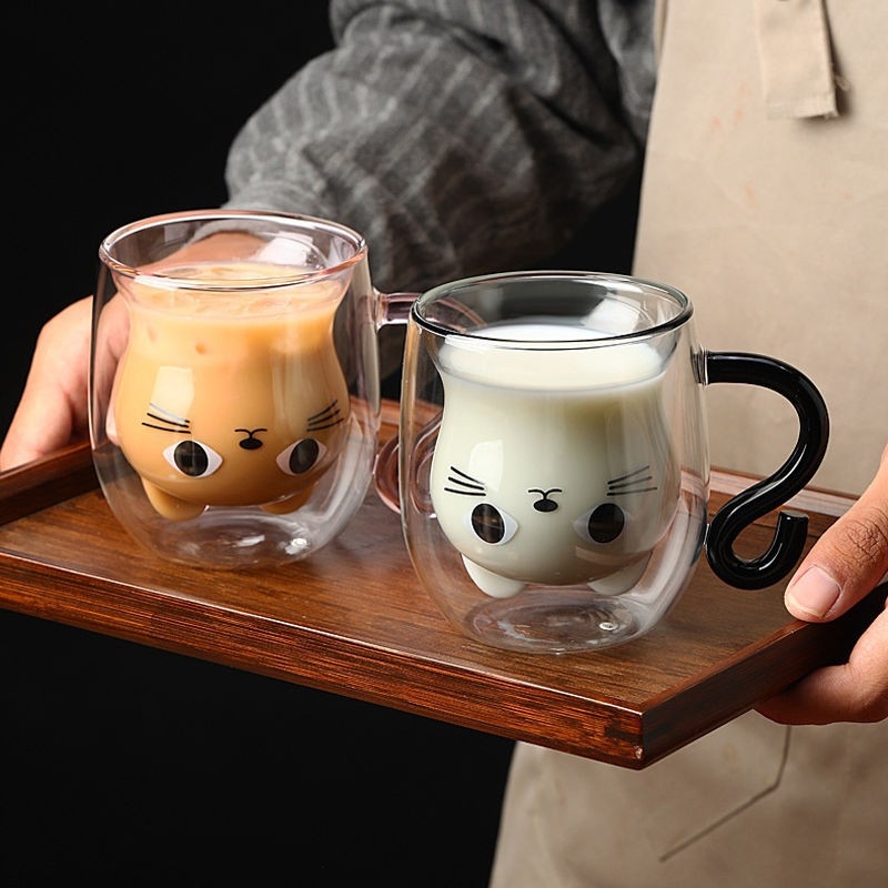 Loominguline koomiksikassi veekruus majapidamise hommikusöögi kohvikruus kõrge temperatuuriga isolatsiooniga piimakruus topeltklaasist