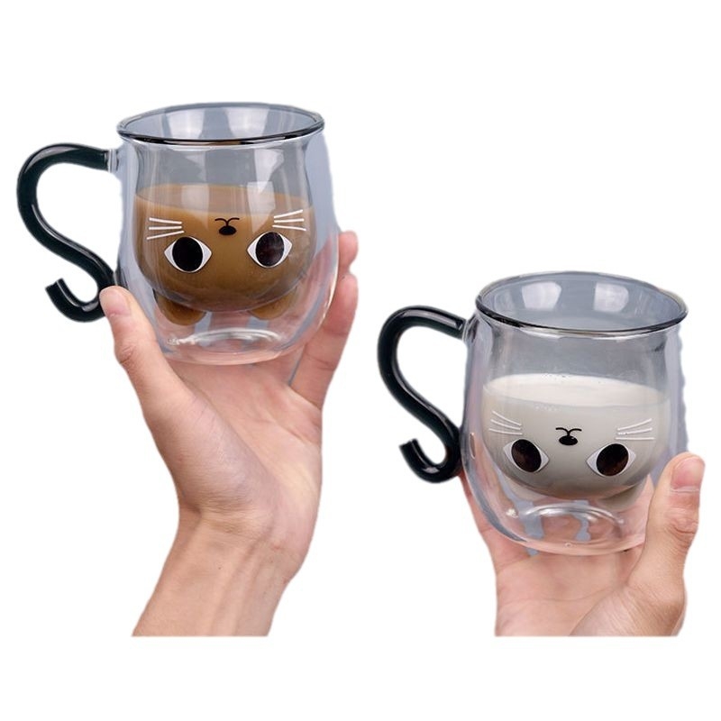 Loominguline koomiksikassi veekruus majapidamise hommikusöögi kohvikruus kõrge temperatuuriga isolatsiooniga piimakruus topeltklaasist