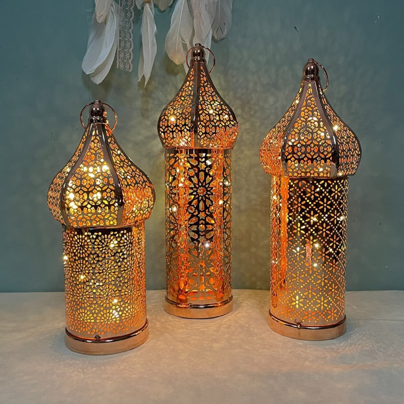 Nou marocan alb decupat cu LED-uri felinar de vânt din fier felinar acasă dormitor living atmosferă decorativă lumină ornamente