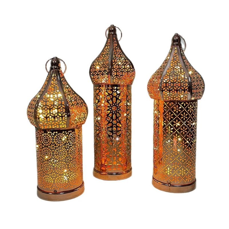 Нов марокански бял изрязан led вятърен фенер железен фенер за дома спалня хол атмосфера декоративни светлинни орнаменти