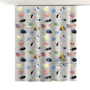 Amazon Xiyin pakub värvilisi väikeseid kalu läbipaistvat perforeerimata dušikardinat, kõrgekvaliteedilist magamistoa ja vannitoa veekindlat vaheseinakardinat.