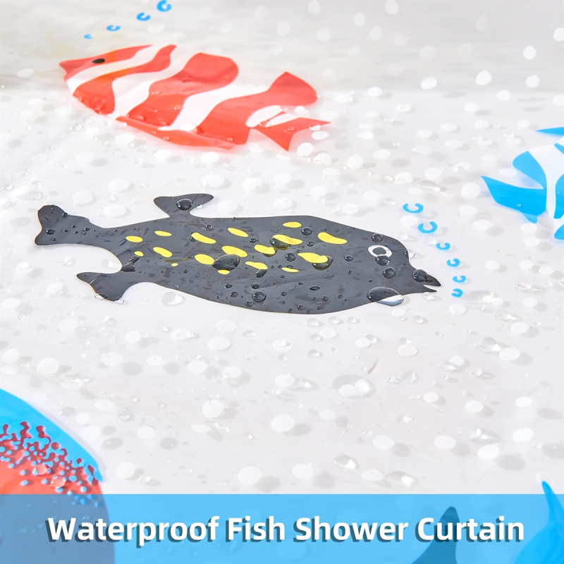 Amazon Xiyin pakub värvilisi väikeseid kalu läbipaistvat perforeerimata dušikardinat, kõrgekvaliteedilist magamistoa ja vannitoa veekindlat vaheseinakardinat.