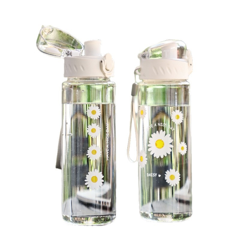 Преносима бутилка за вода, устойчива на висока температура и топлина, за ежедневна употреба, за знаменитости на открито, за спортна водна чаша с маргаритка и двойка