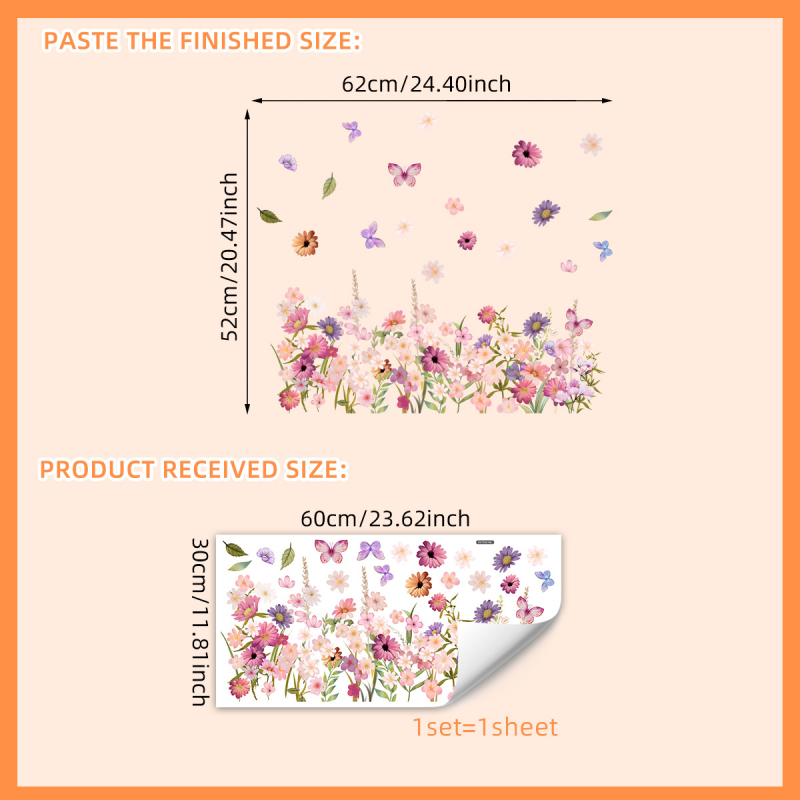 Įvairūs šviežių gėlių ramunėlių elektrostatiniai lipdukai miegamajam svetainei elektrostatinė dvipusė spauda vizualiniai stiklo lipdukai nuimami