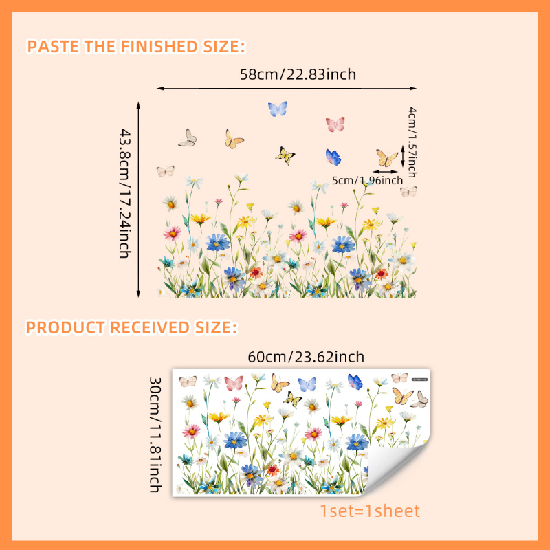 Įvairūs šviežių gėlių ramunėlių elektrostatiniai lipdukai miegamajam svetainei elektrostatinė dvipusė spauda vizualiniai stiklo lipdukai nuimami