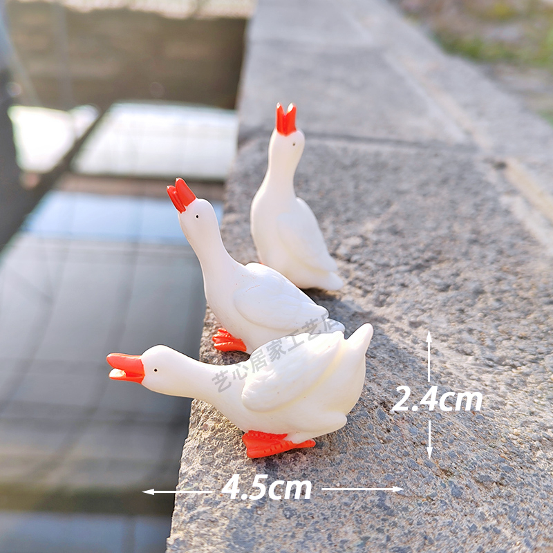 Didelė balta žąsis, maža vientisa antis, kiemo sodas, žuvų tvenkinys, alpinariumas, gėlių vazonas, bonsai, kraštovaizdžio dekoracija, mikro peizažas, maži papuošalai