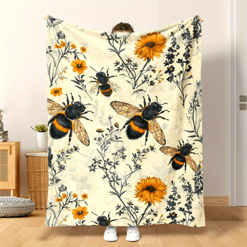 Bičių antklodė, gėlių rašto flanelinė antklodė, oro kondicionieriaus antklodė, naktinės užvalkalo antklodė, „Amazon“ užtiesalas, išskirtinė tarpvalstybinė prekyba.