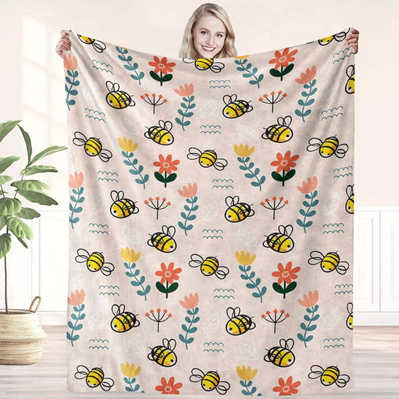 Bičių antklodė, gėlių rašto flanelinė antklodė, oro kondicionieriaus antklodė, naktinės užvalkalo antklodė, „Amazon“ užtiesalas, išskirtinė tarpvalstybinė prekyba.