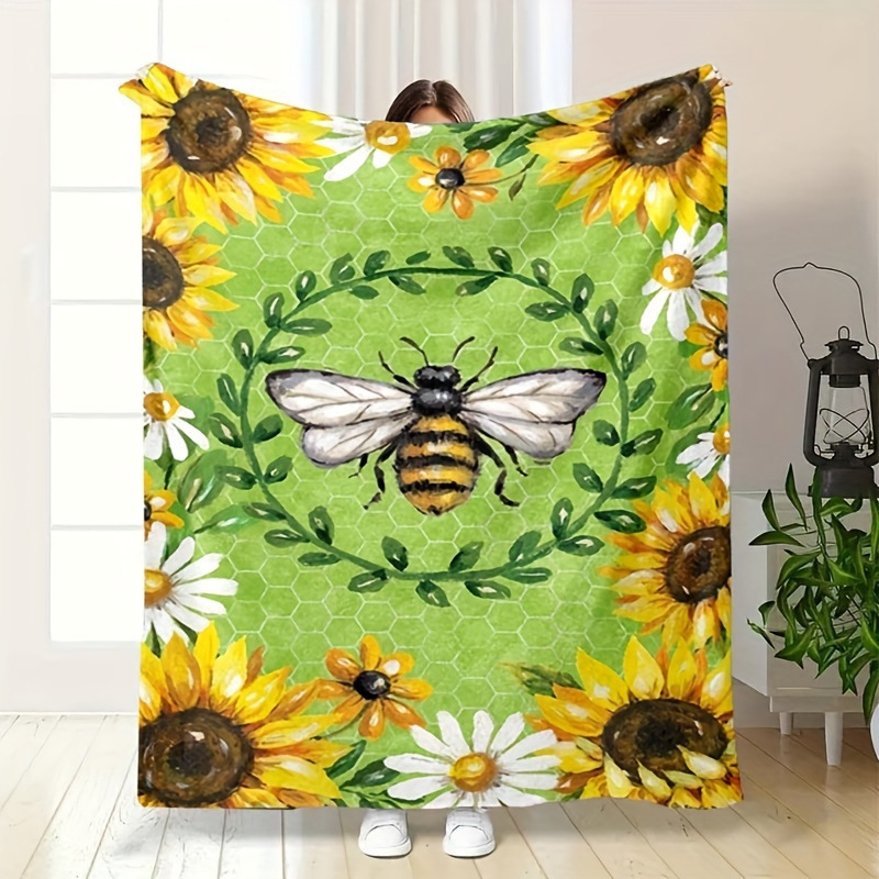 Bičių antklodė, gėlių rašto flanelinė antklodė, oro kondicionieriaus antklodė, naktinės užvalkalo antklodė, „Amazon“ užtiesalas, išskirtinė tarpvalstybinė prekyba.