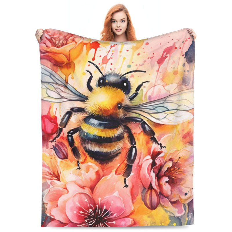 Bičių antklodė, gėlių rašto flanelinė antklodė, oro kondicionieriaus antklodė, naktinės užvalkalo antklodė, „Amazon“ užtiesalas, išskirtinė tarpvalstybinė prekyba.