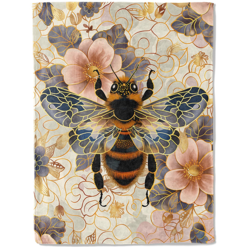 Bičių antklodė, gėlių rašto flanelinė antklodė, oro kondicionieriaus antklodė, naktinės užvalkalo antklodė, „Amazon“ užtiesalas, išskirtinė tarpvalstybinė prekyba.