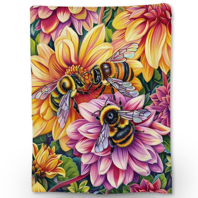 Bičių antklodė, gėlių rašto flanelinė antklodė, oro kondicionieriaus antklodė, naktinės užvalkalo antklodė, „Amazon“ užtiesalas, išskirtinė tarpvalstybinė prekyba.