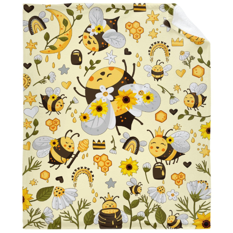 Bičių antklodė, gėlių rašto flanelinė antklodė, oro kondicionieriaus antklodė, naktinės užvalkalo antklodė, „Amazon“ užtiesalas, išskirtinė tarpvalstybinė prekyba.