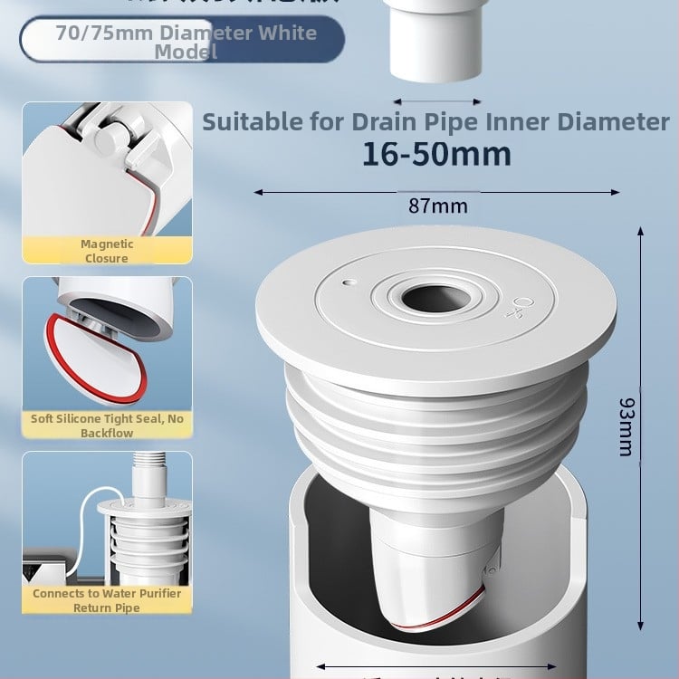 Στεγανοποιητικός δακτύλιος σιλικόνης για σωλήνα αποχέτευσης, τάπα νιπτήρα κουζίνας, τάπα σωλήνα αποχέτευσης πλυντηρίου ρούχων, τεχνητό οσμή κατά της επιστροφής