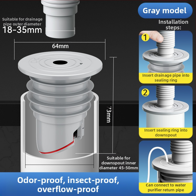 Στεγανοποιητικός δακτύλιος σιλικόνης για σωλήνα αποχέτευσης, τάπα νιπτήρα κουζίνας, τάπα σωλήνα αποχέτευσης πλυντηρίου ρούχων, τεχνητό οσμή κατά της επιστροφής