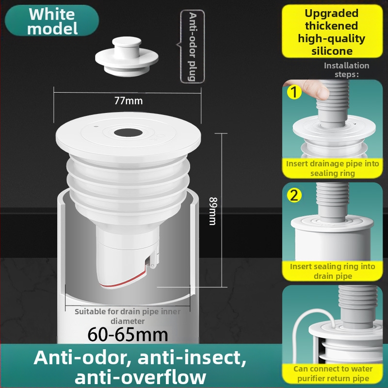 Στεγανοποιητικός δακτύλιος σιλικόνης για σωλήνα αποχέτευσης, τάπα νιπτήρα κουζίνας, τάπα σωλήνα αποχέτευσης πλυντηρίου ρούχων, τεχνητό οσμή κατά της επιστροφής