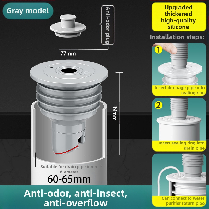 Στεγανοποιητικός δακτύλιος σιλικόνης για σωλήνα αποχέτευσης, τάπα νιπτήρα κουζίνας, τάπα σωλήνα αποχέτευσης πλυντηρίου ρούχων, τεχνητό οσμή κατά της επιστροφής