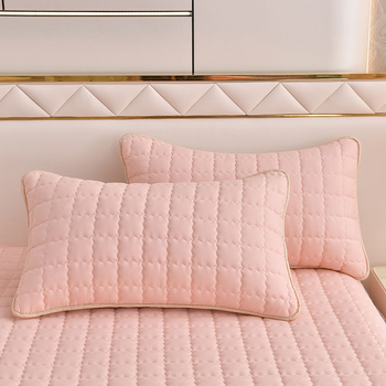 Naujas vestuvinis „Qingda“ raudonas dygsniuotas lovos sijonas, trijų dalių komplektas, vienspalvis, sustorintas, neslystantis paklodė, dviguba lovatiesė