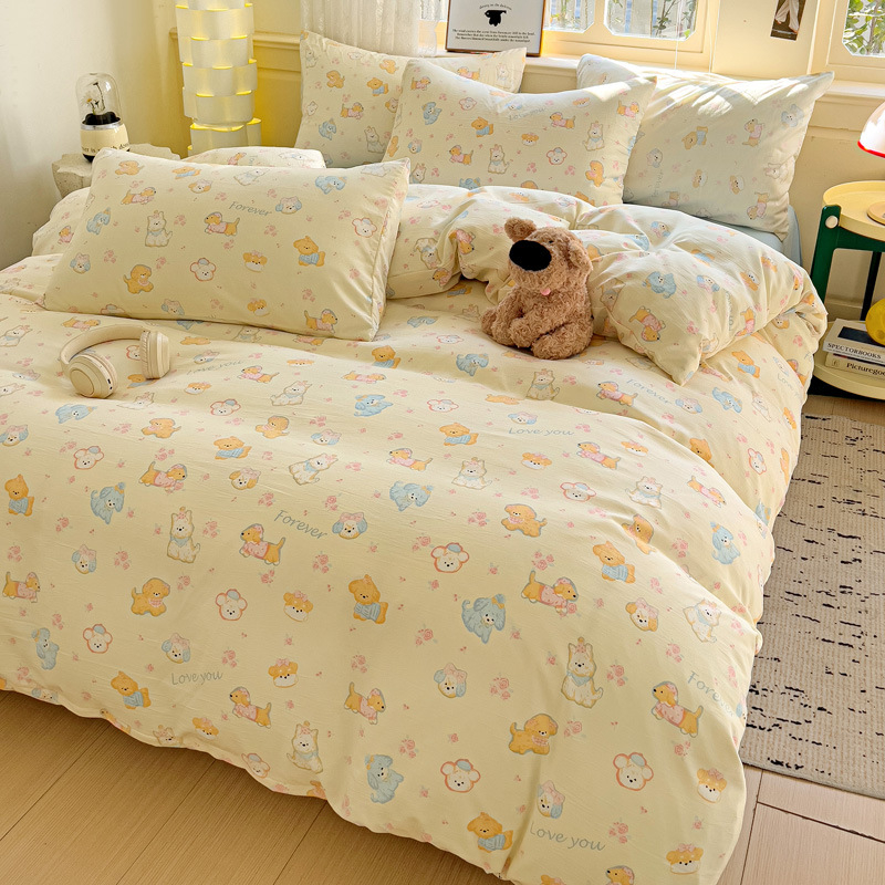 Четири сезона налични малки памучни чаршафи с флорално пране от четири части, шапка за студентско легло от три части, трансгранична, поколение коса