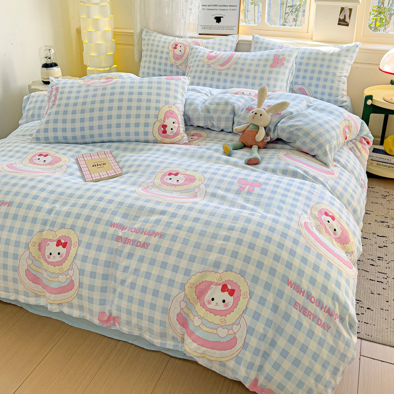 Четири сезона налични малки памучни чаршафи с флорално пране от четири части, шапка за студентско легло от три части, трансгранична, поколение коса